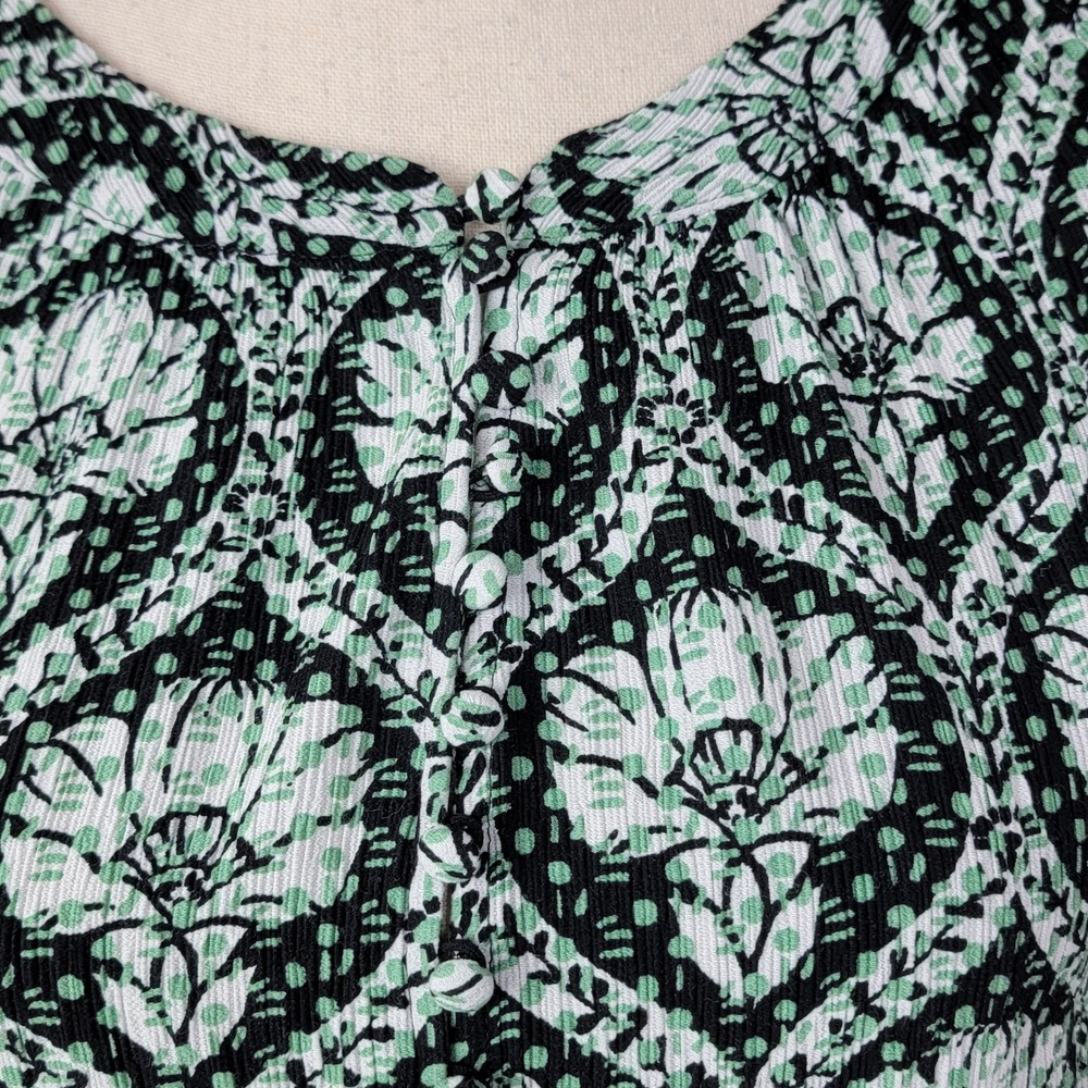 White House Black Market Blouse Women L Mint Green Damask Print Long Sleeve Top - Picture 10 of 14